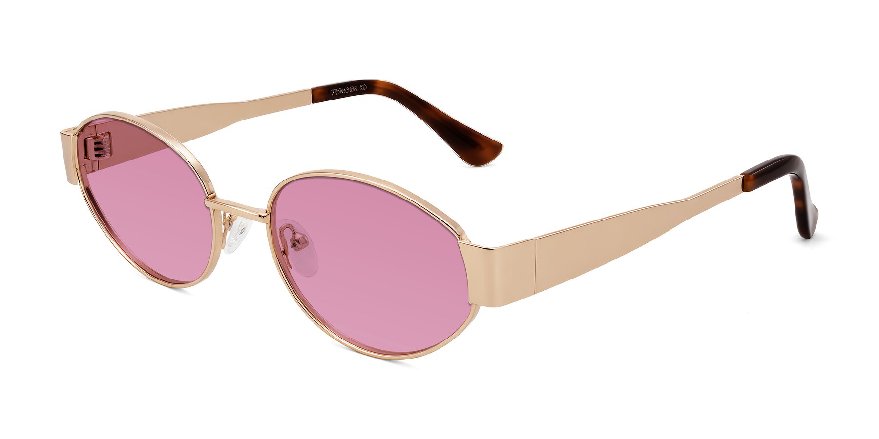Angle of Kadrid in Rose Gold with Medium Wine Tinted Lenses