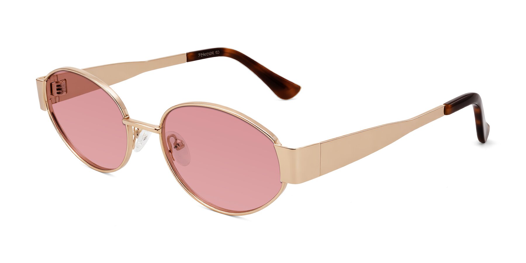 Angle of Kadrid in Rose Gold with Medium Garnet Tinted Lenses