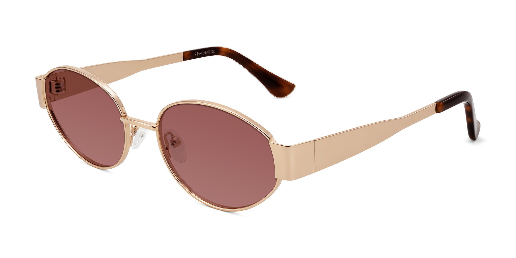 Angle of Kadrid in Rose Gold with Garnet Tinted Lenses
