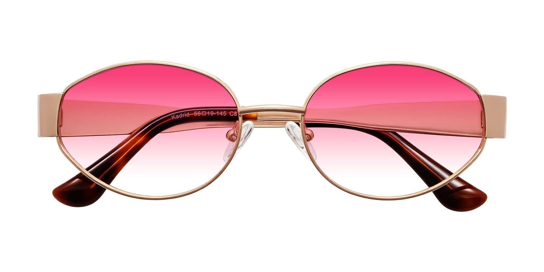 Folded Front of Kadrid in Rose Gold with Pink Gradient Lenses