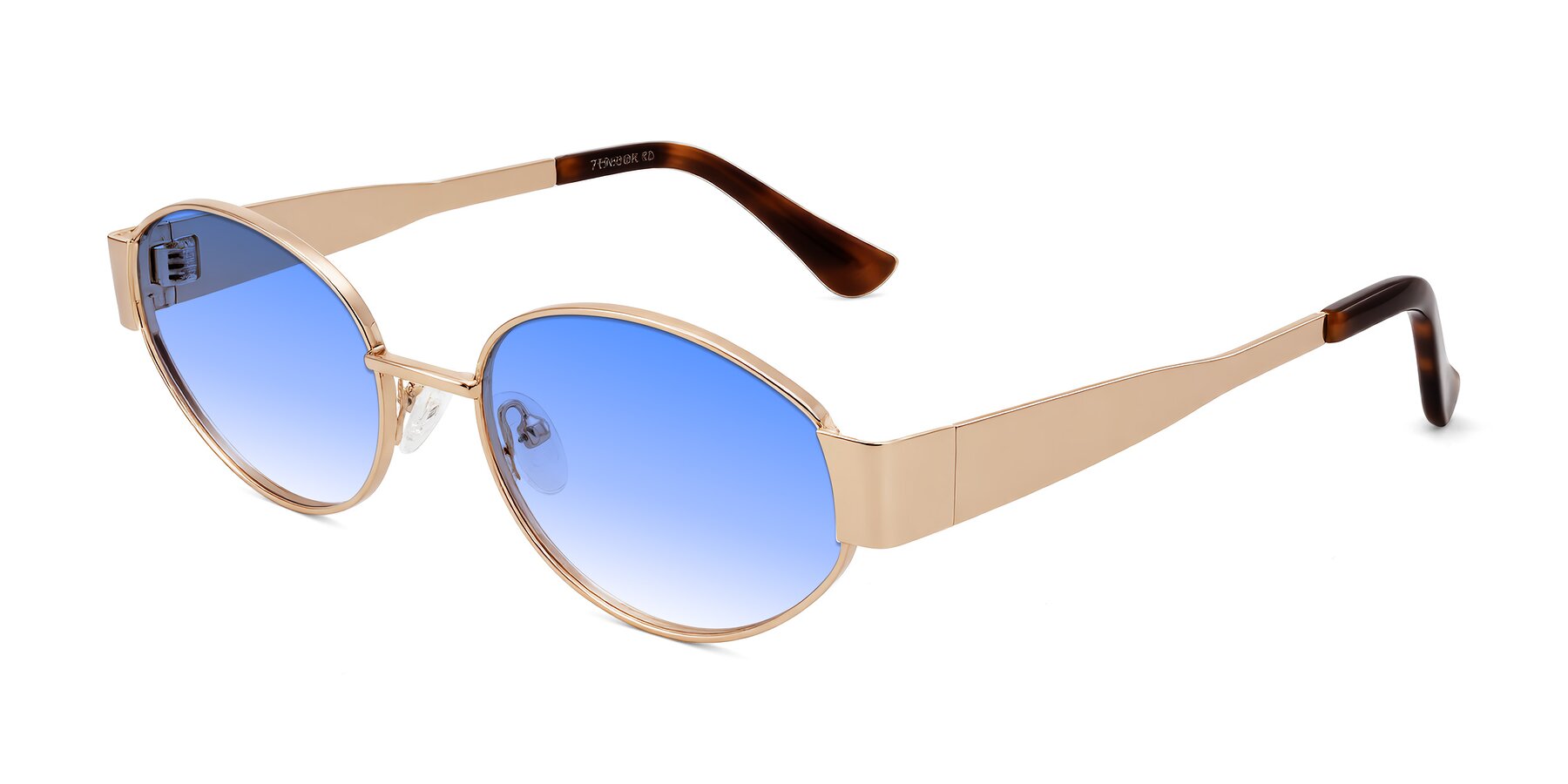 Angle of Kadrid in Rose Gold with Blue Gradient Lenses