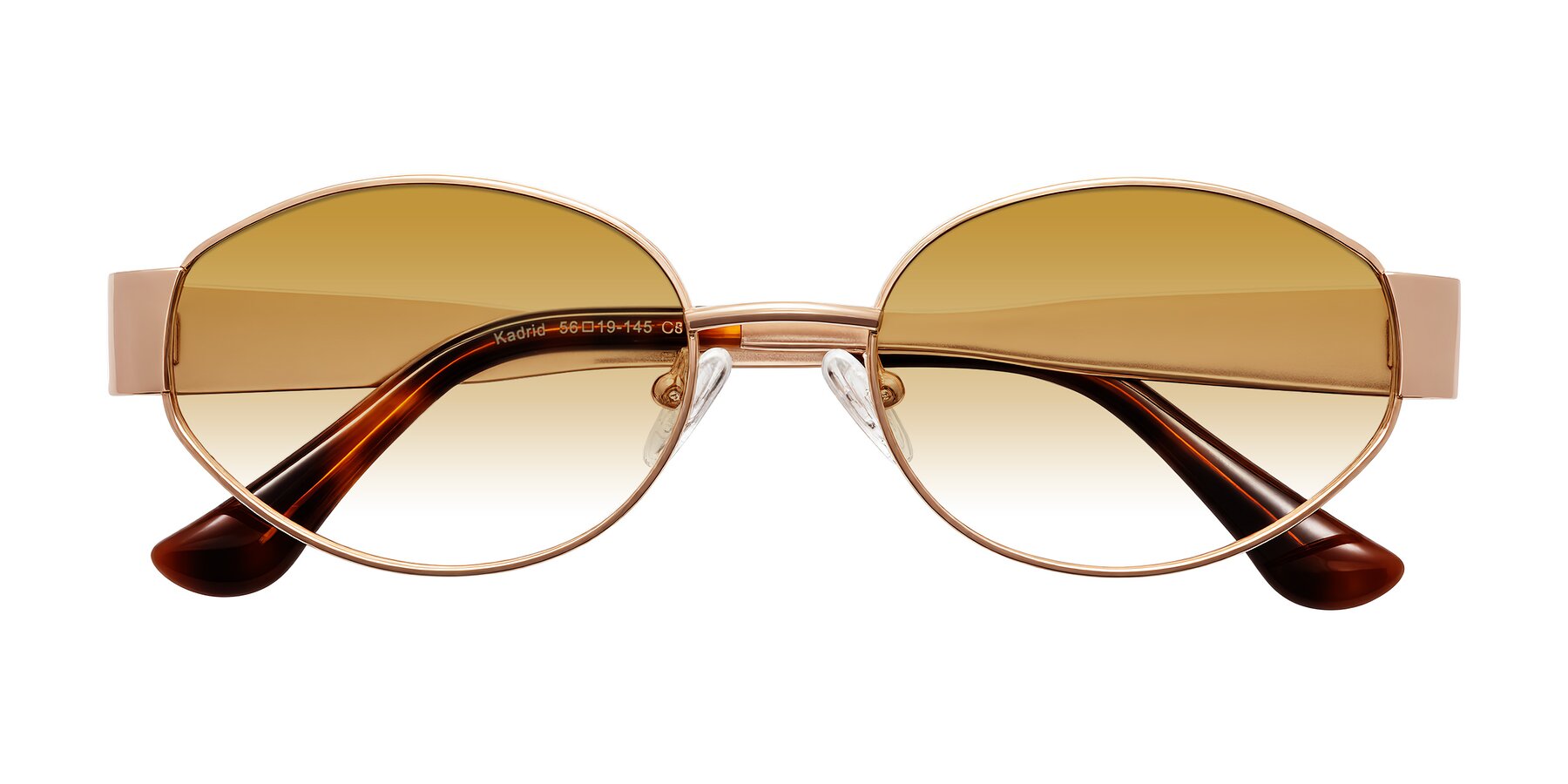 Folded Front of Kadrid in Rose Gold with Champagne Gradient Lenses
