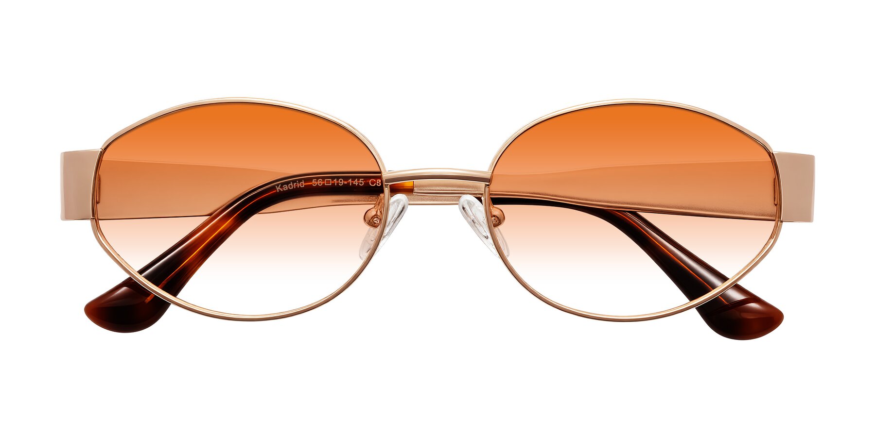 Folded Front of Kadrid in Rose Gold with Orange Gradient Lenses