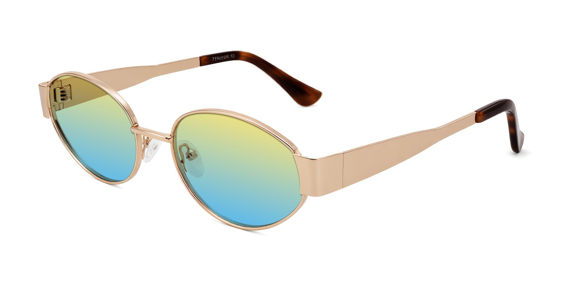 Angle of Kadrid in Rose Gold with Yellow / Blue Gradient Lenses