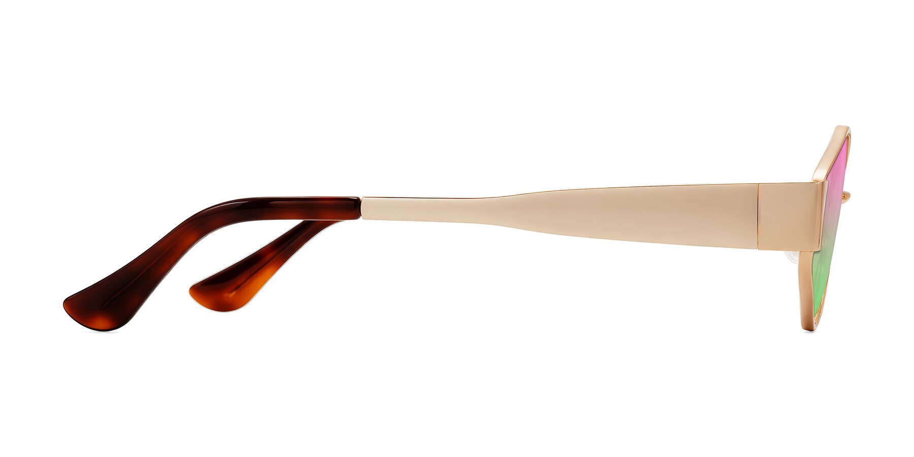 Side of Kadrid in Rose Gold with Pink / Green Gradient Lenses