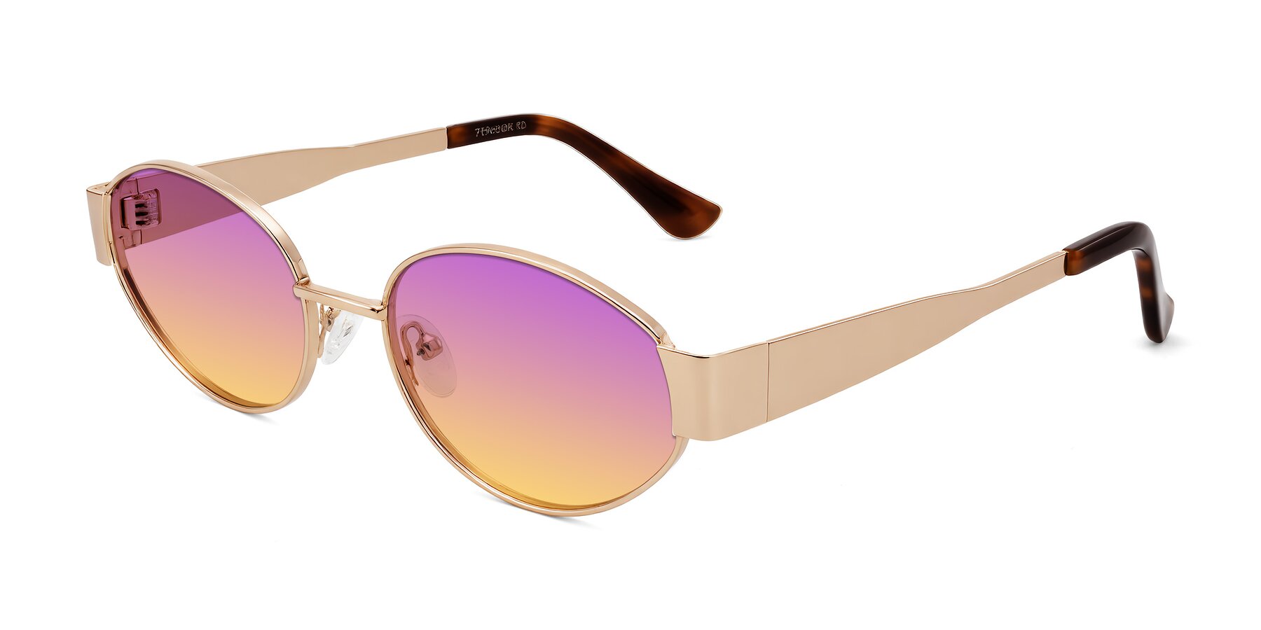 Angle of Kadrid in Rose Gold with Purple / Yellow Gradient Lenses