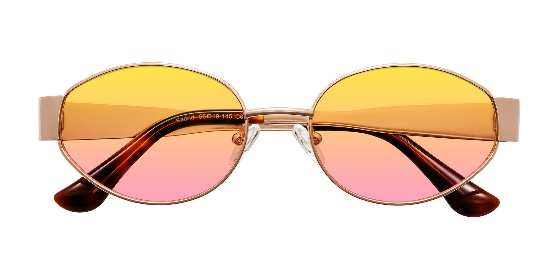 Folded Front of Kadrid in Rose Gold with Yellow / Pink Gradient Lenses