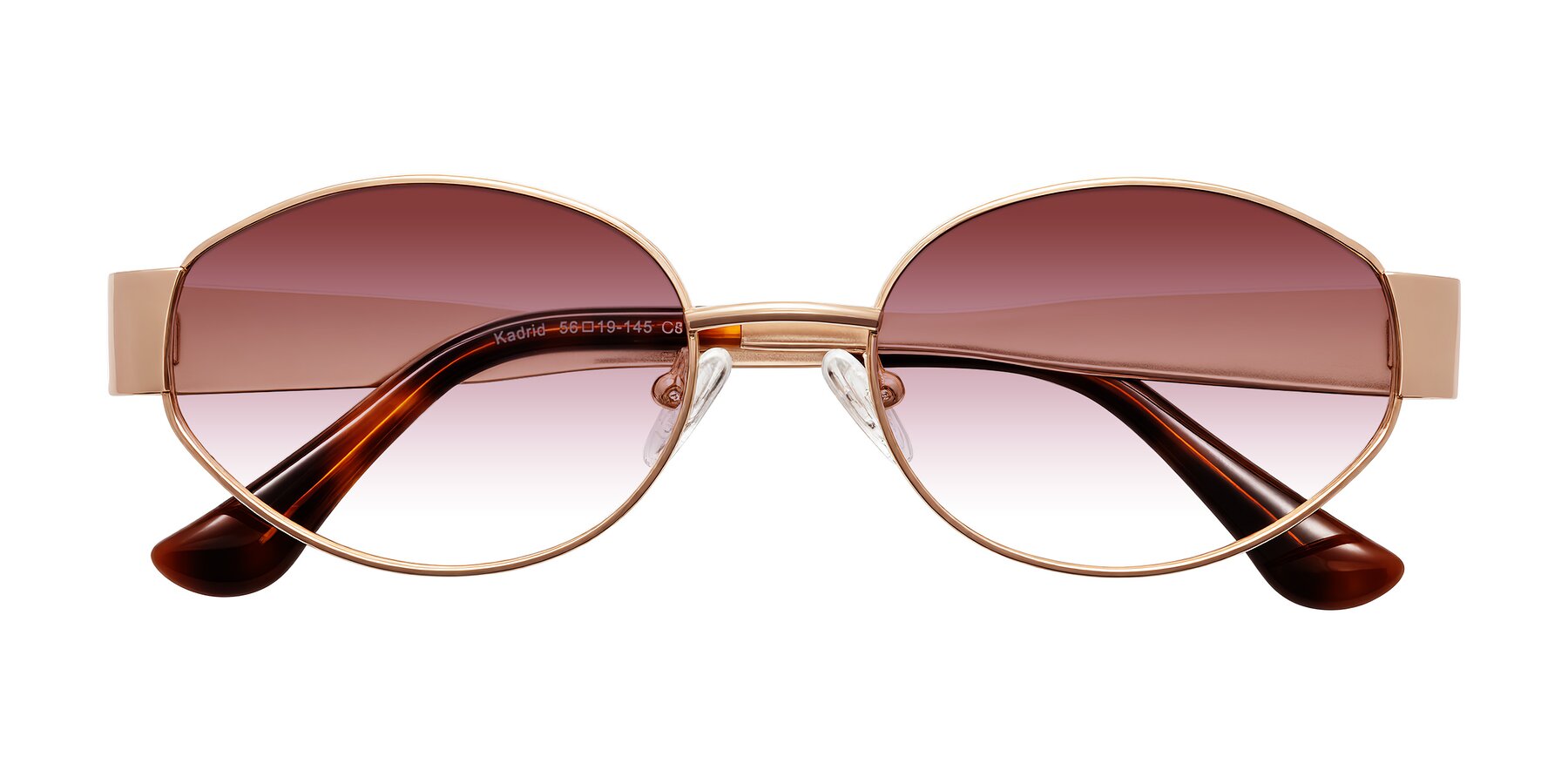 Folded Front of Kadrid in Rose Gold with Garnet Gradient Lenses