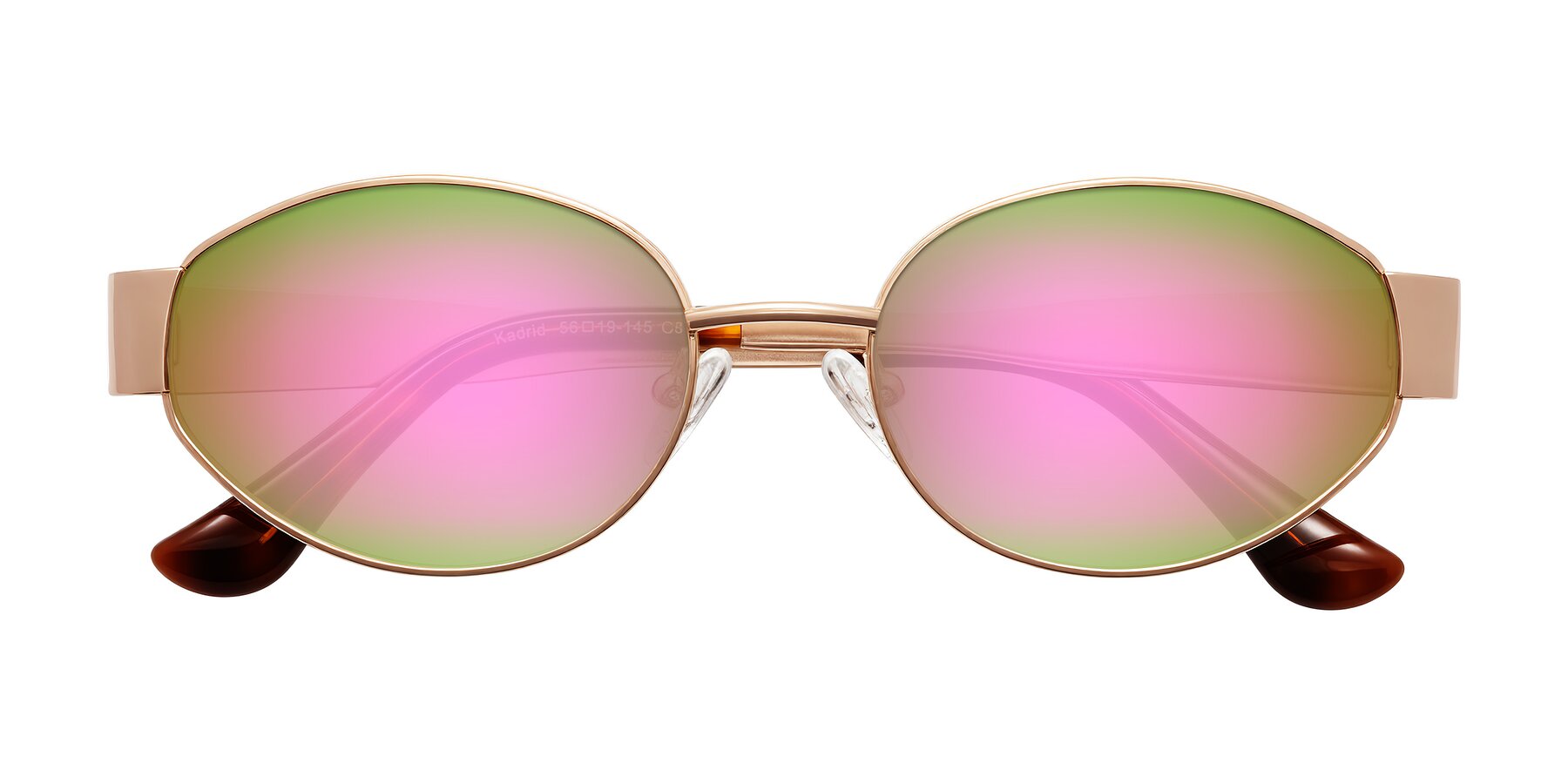 Folded Front of Kadrid in Rose Gold with Pink Mirrored Lenses
