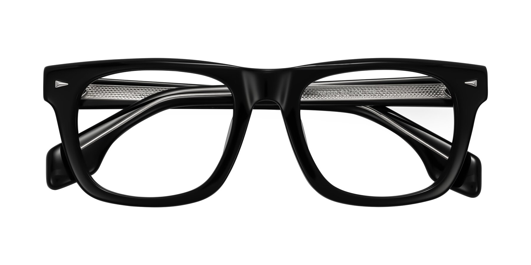 Folded Front of Nesse in Black with Clear Eyeglass Lenses