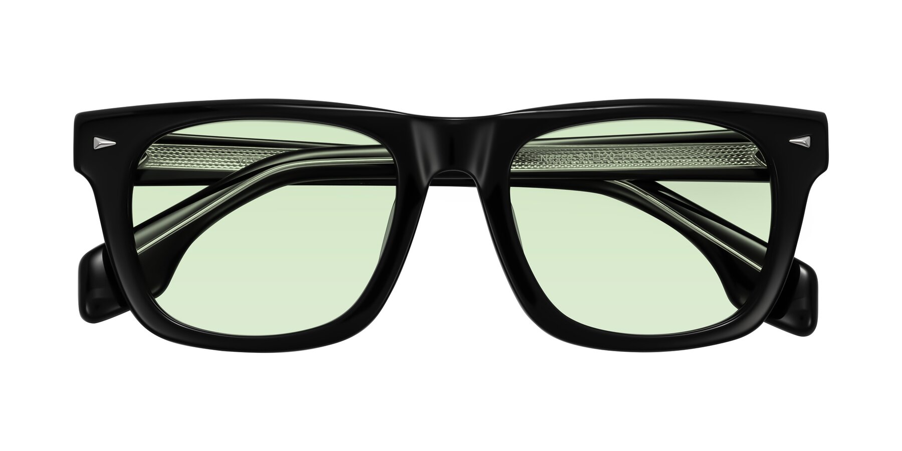 Folded Front of Nesse in Black with Light Green Tinted Lenses