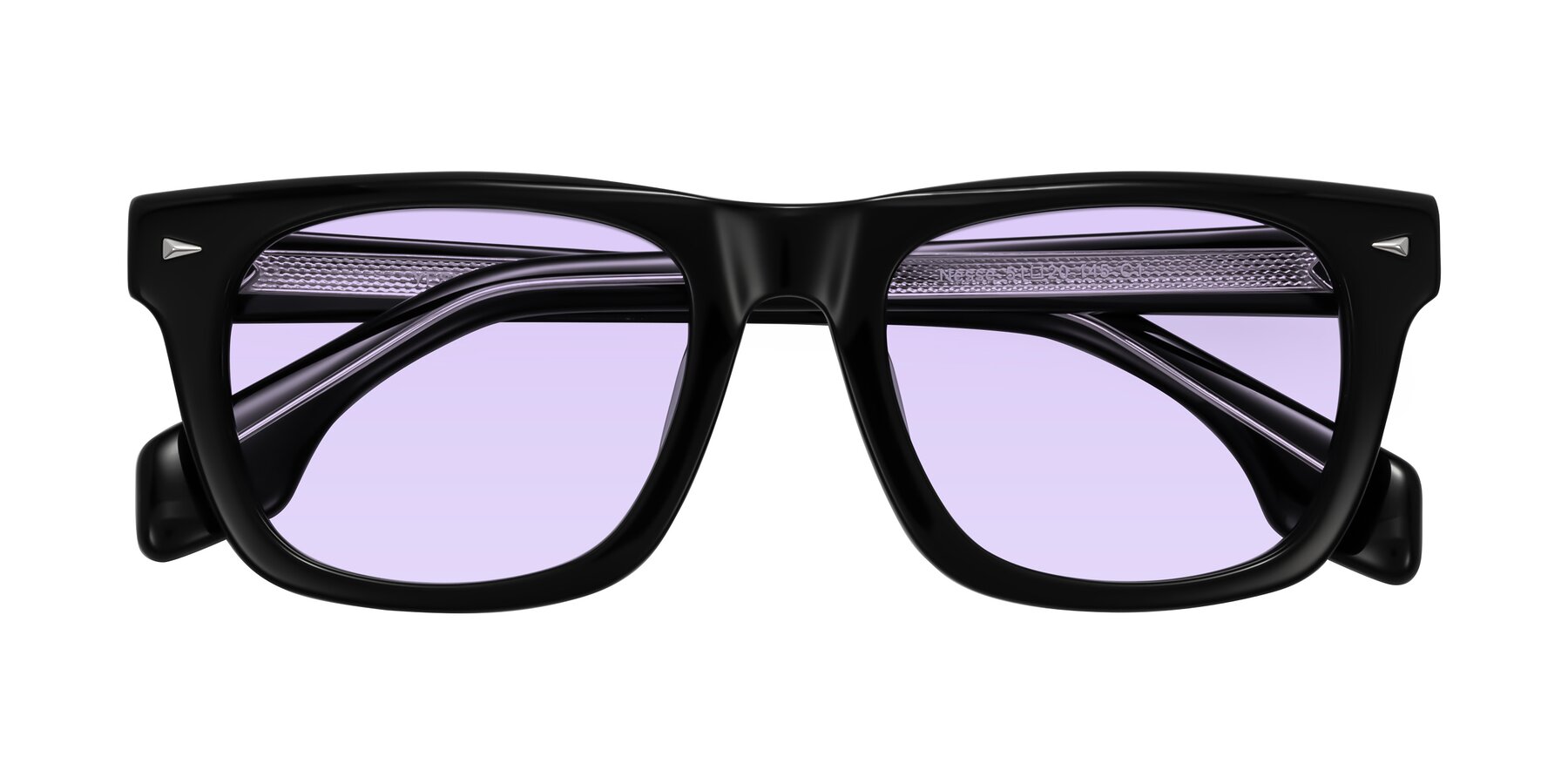Folded Front of Nesse in Black with Light Purple Tinted Lenses