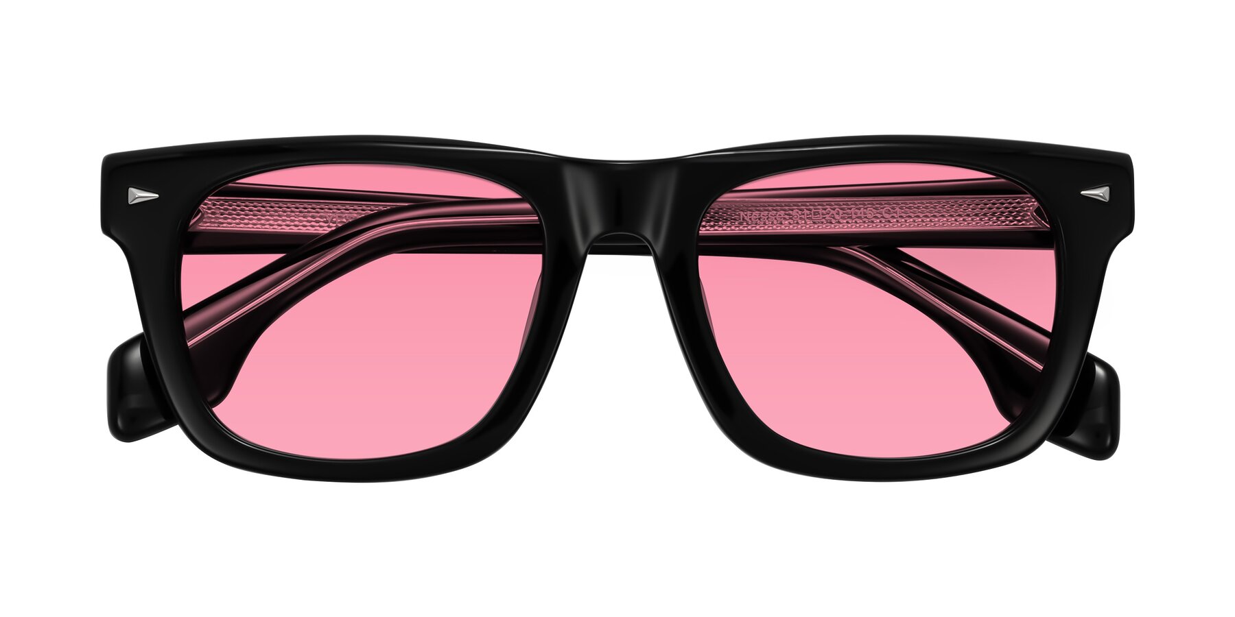 Folded Front of Nesse in Black with Pink Tinted Lenses