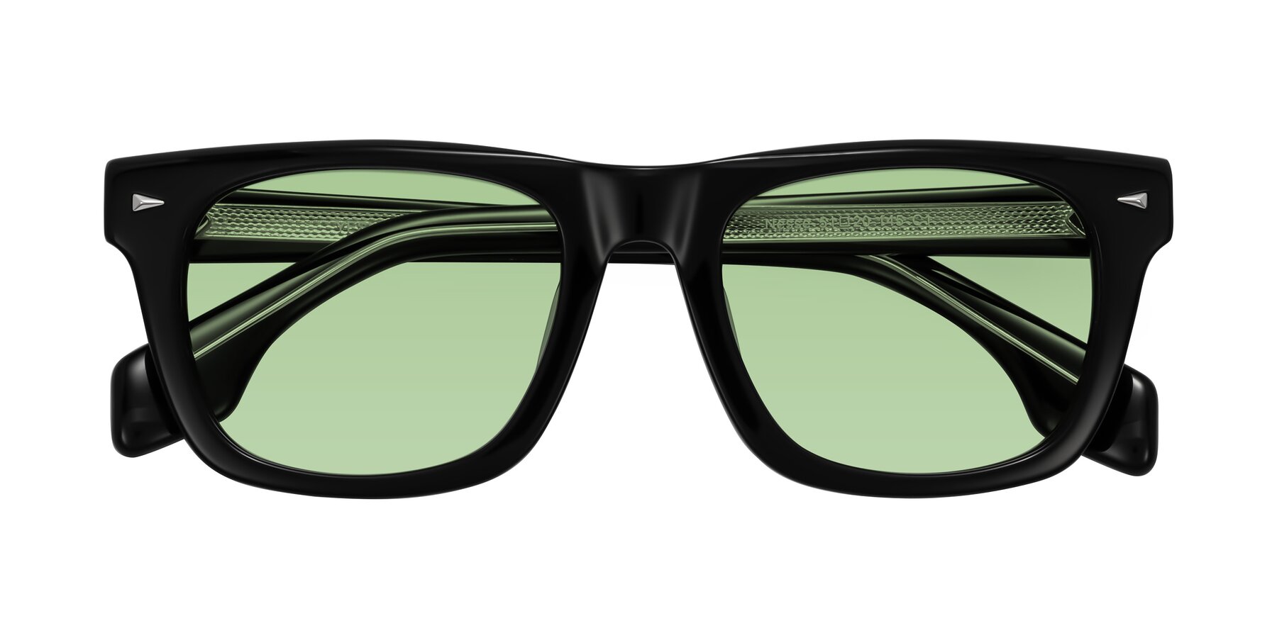Folded Front of Nesse in Black with Medium Green Tinted Lenses