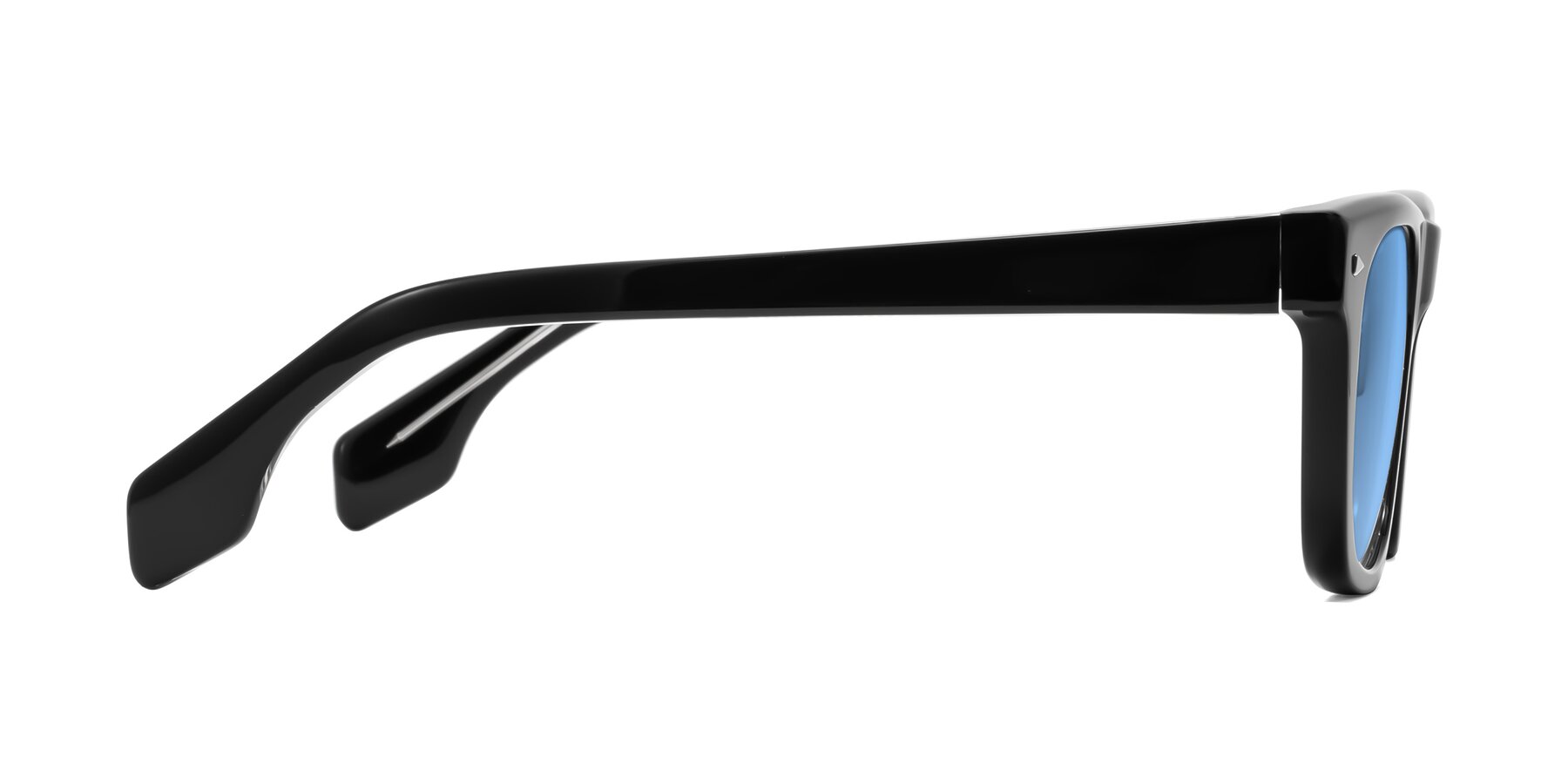 Side of Nesse in Black with Medium Blue Tinted Lenses