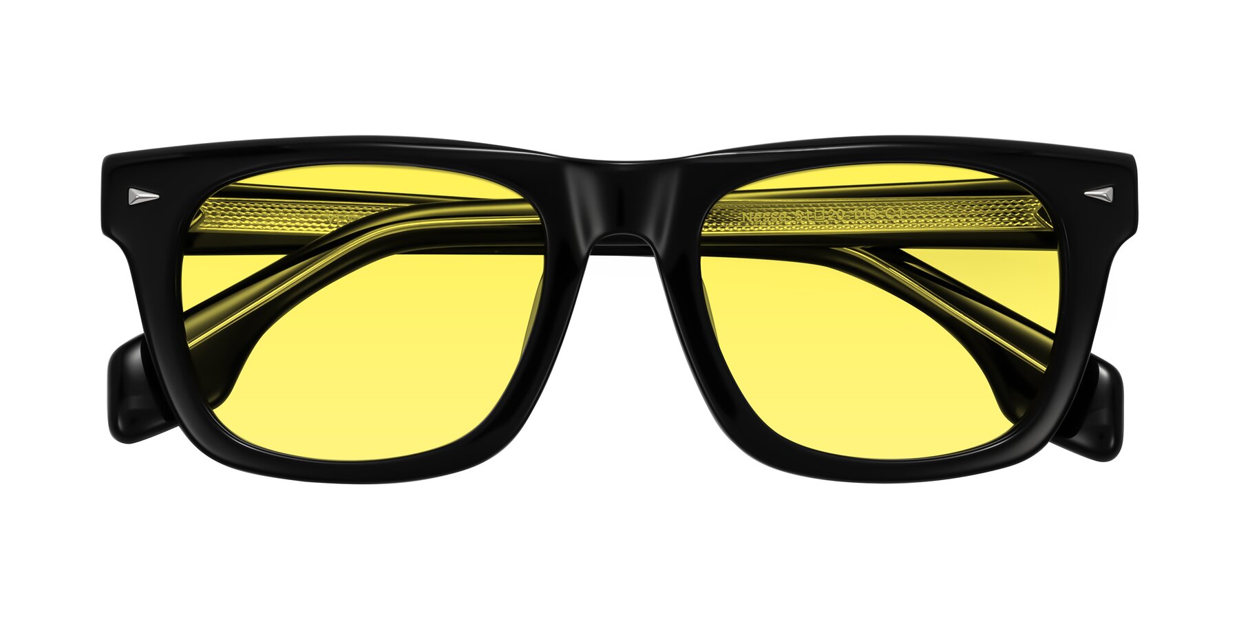 Folded Front of Nesse in Black with Medium Yellow Tinted Lenses
