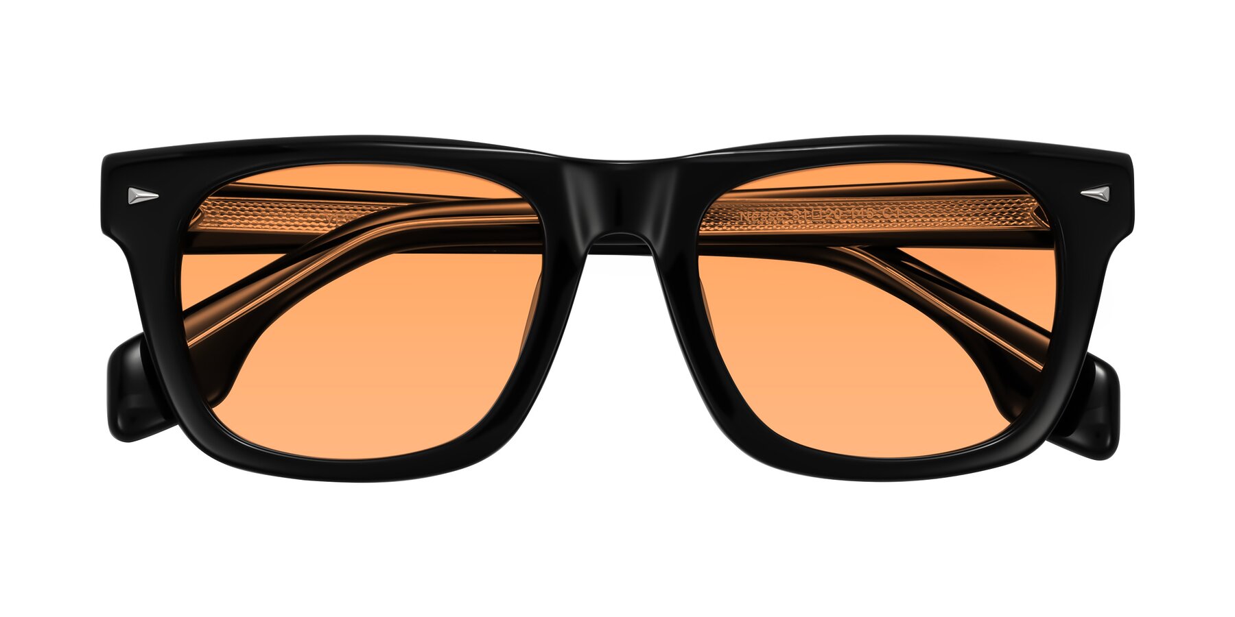 Folded Front of Nesse in Black with Medium Orange Tinted Lenses