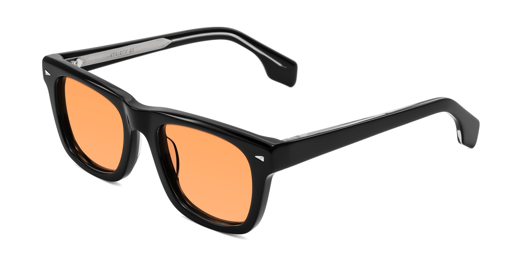 Angle of Nesse in Black with Medium Orange Tinted Lenses