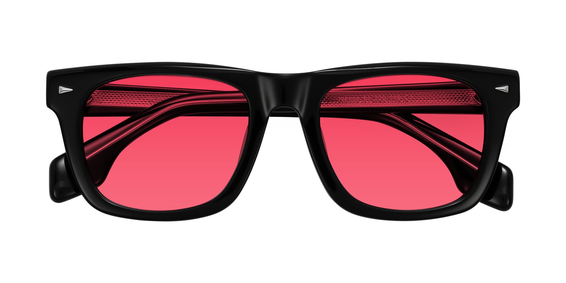 Folded Front of Nesse in Black with Red Tinted Lenses