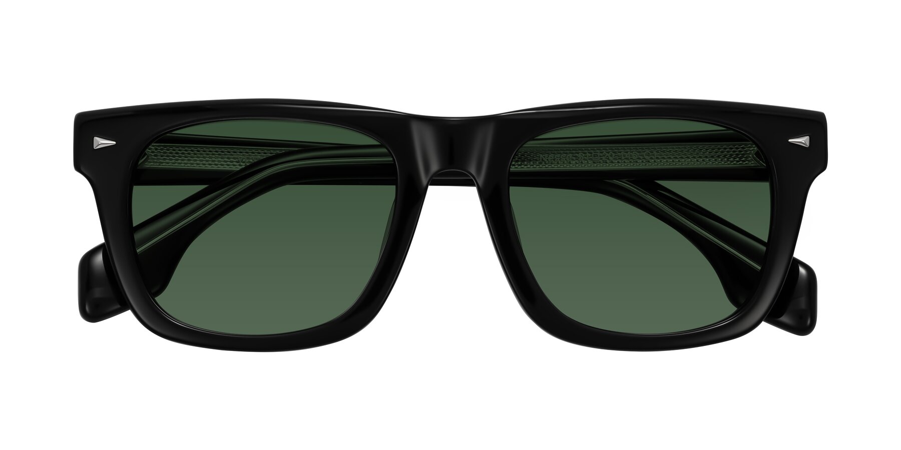 Folded Front of Nesse in Black with Green Tinted Lenses