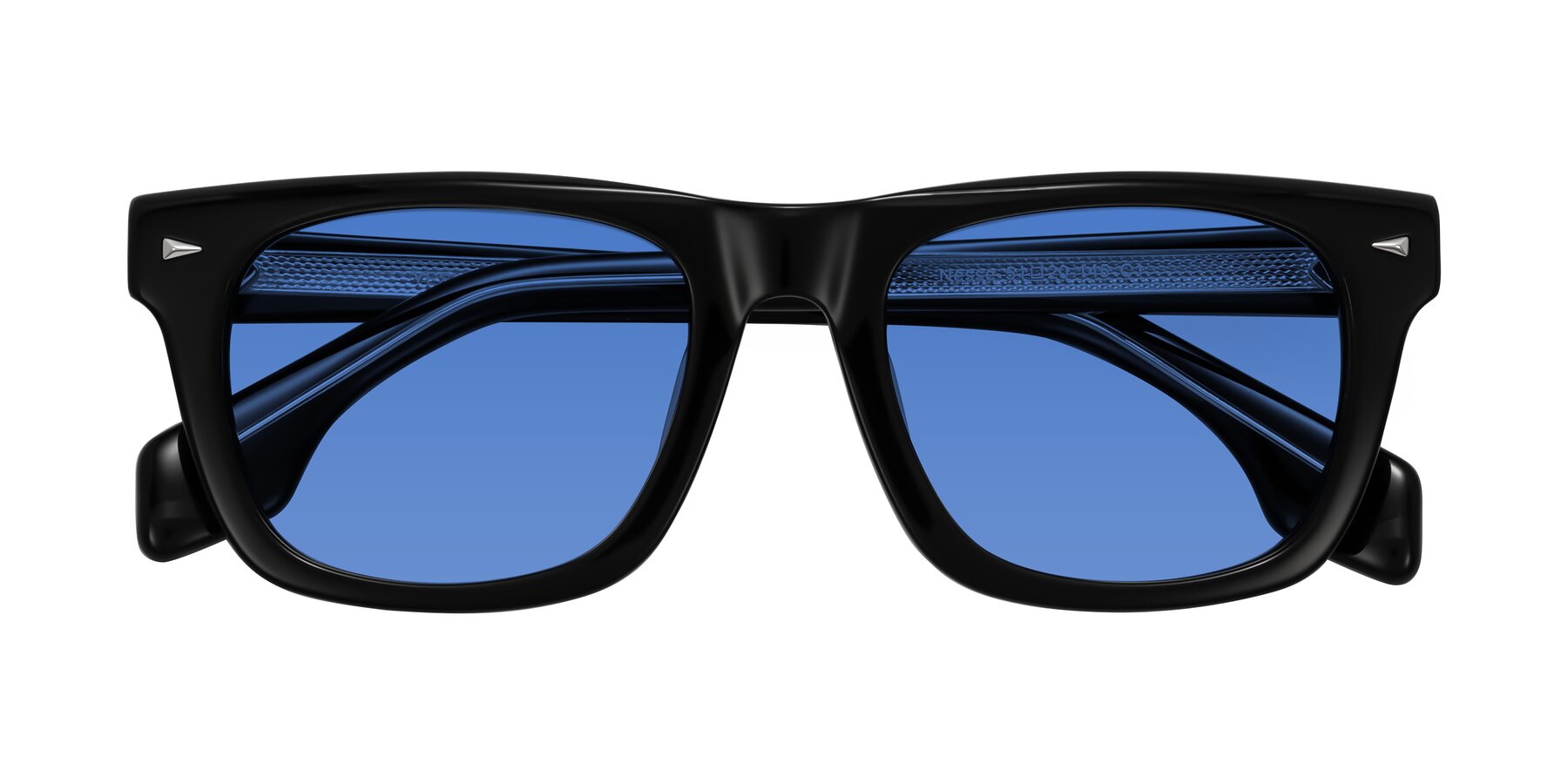 Folded Front of Nesse in Black with Blue Tinted Lenses