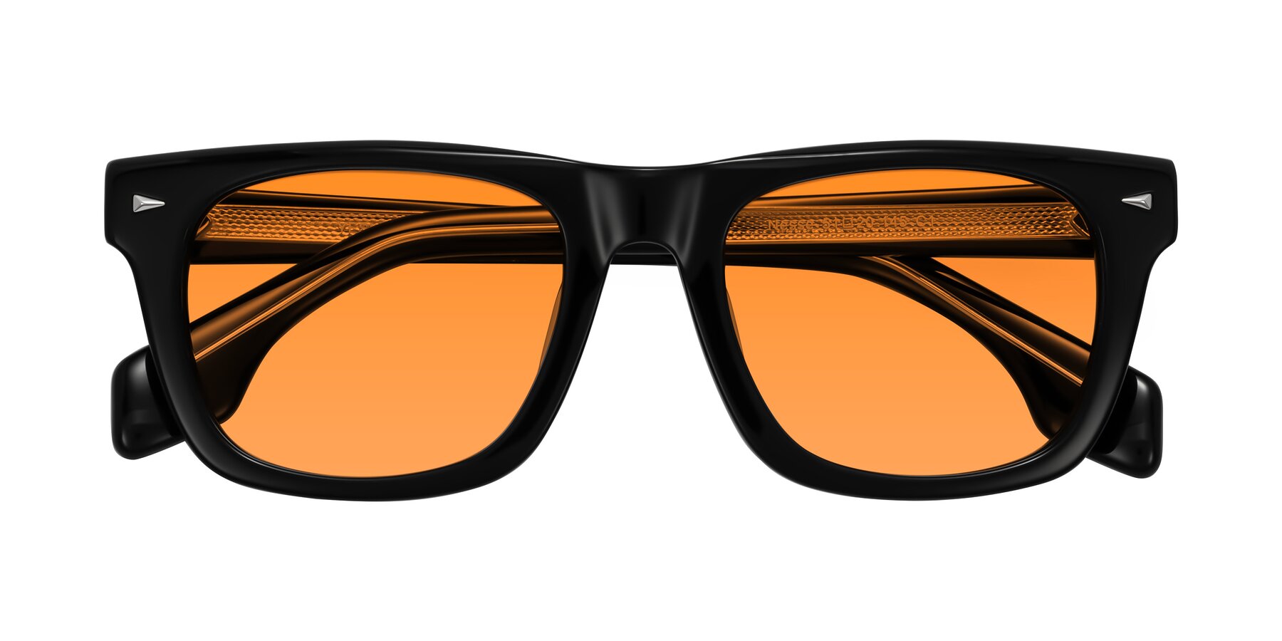 Folded Front of Nesse in Black with Orange Tinted Lenses