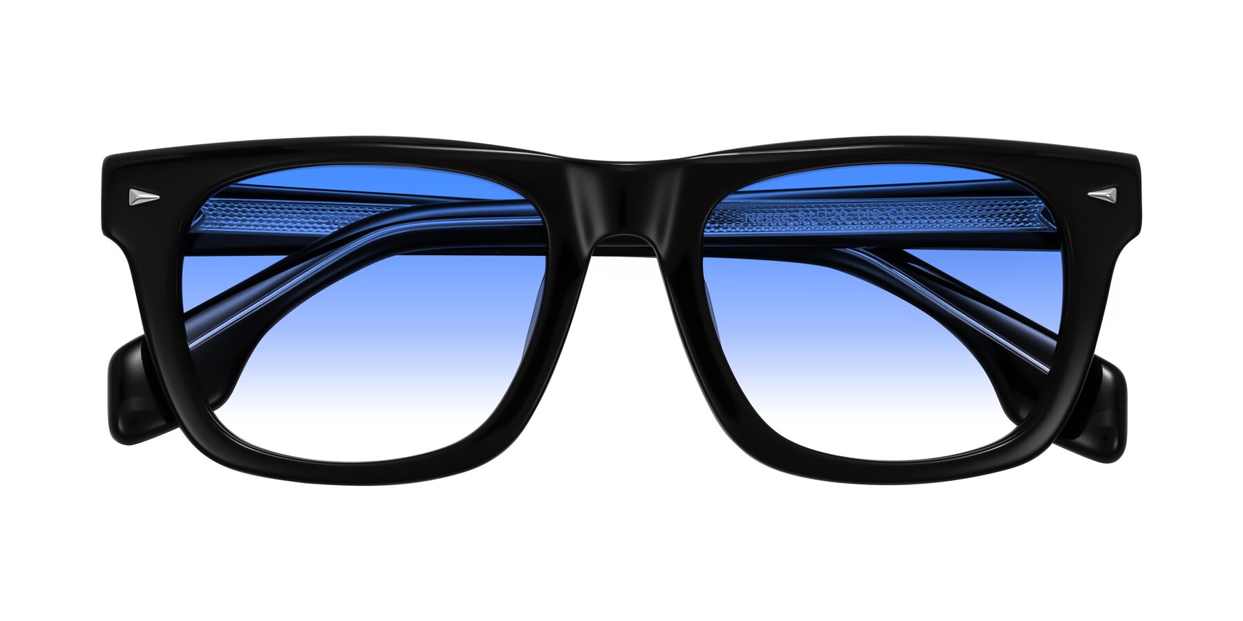 Folded Front of Nesse in Black with Blue Gradient Lenses