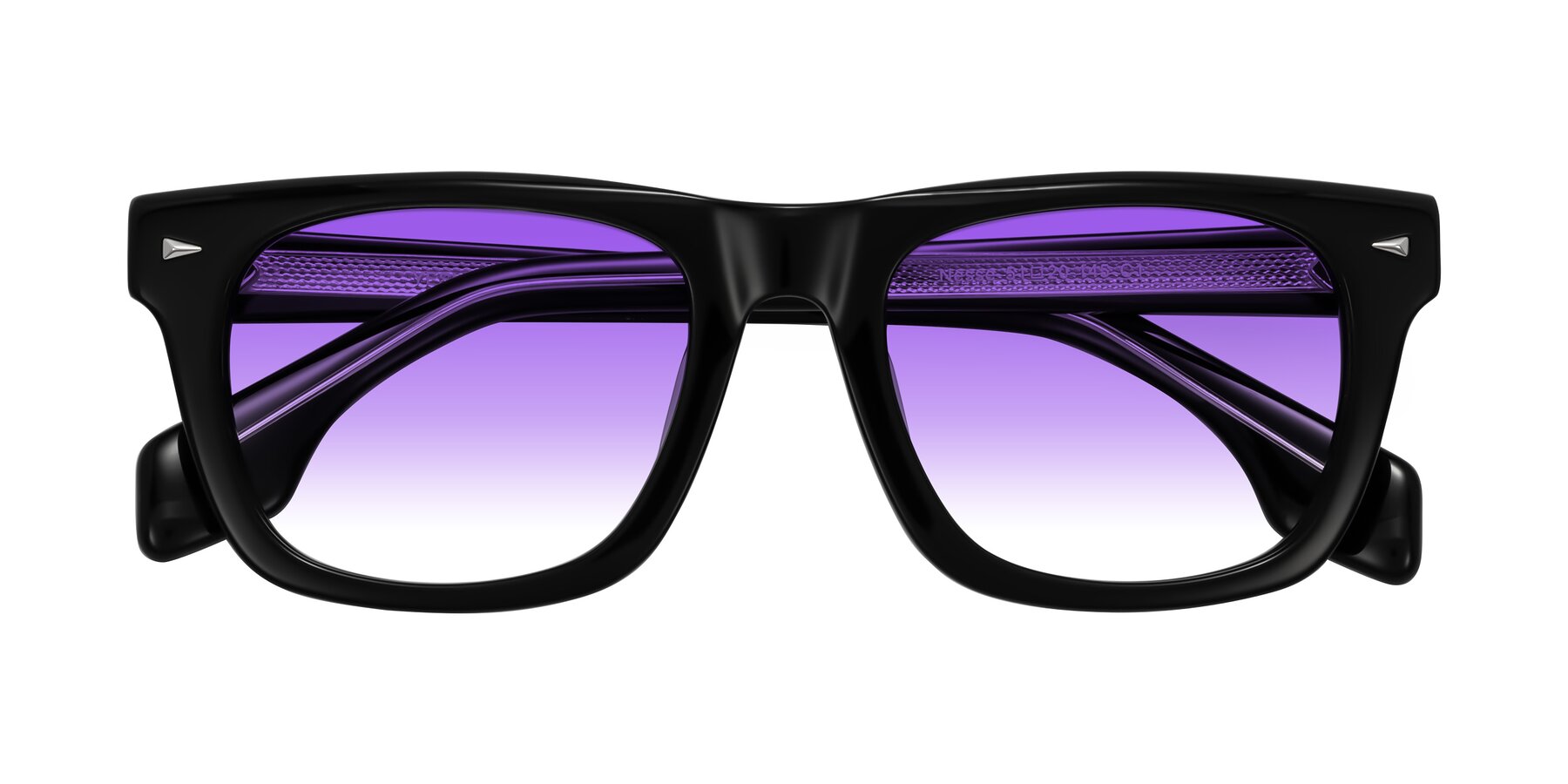 Folded Front of Nesse in Black with Purple Gradient Lenses
