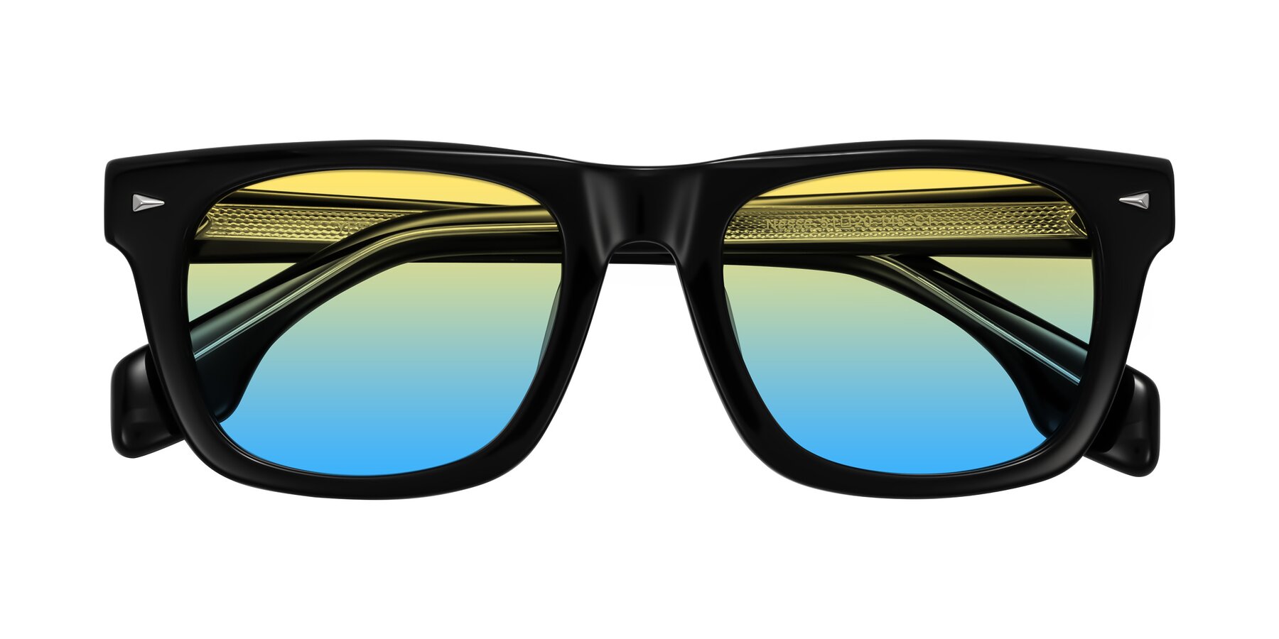 Folded Front of Nesse in Black with Yellow / Blue Gradient Lenses