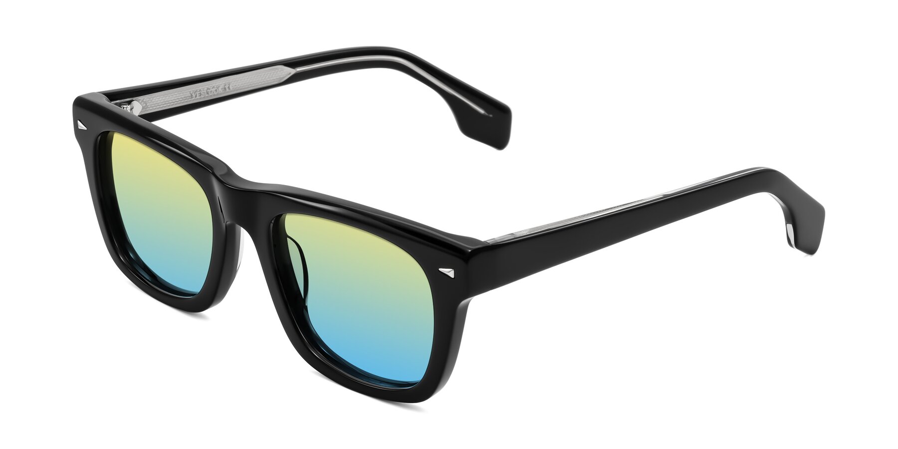 Angle of Nesse in Black with Yellow / Blue Gradient Lenses