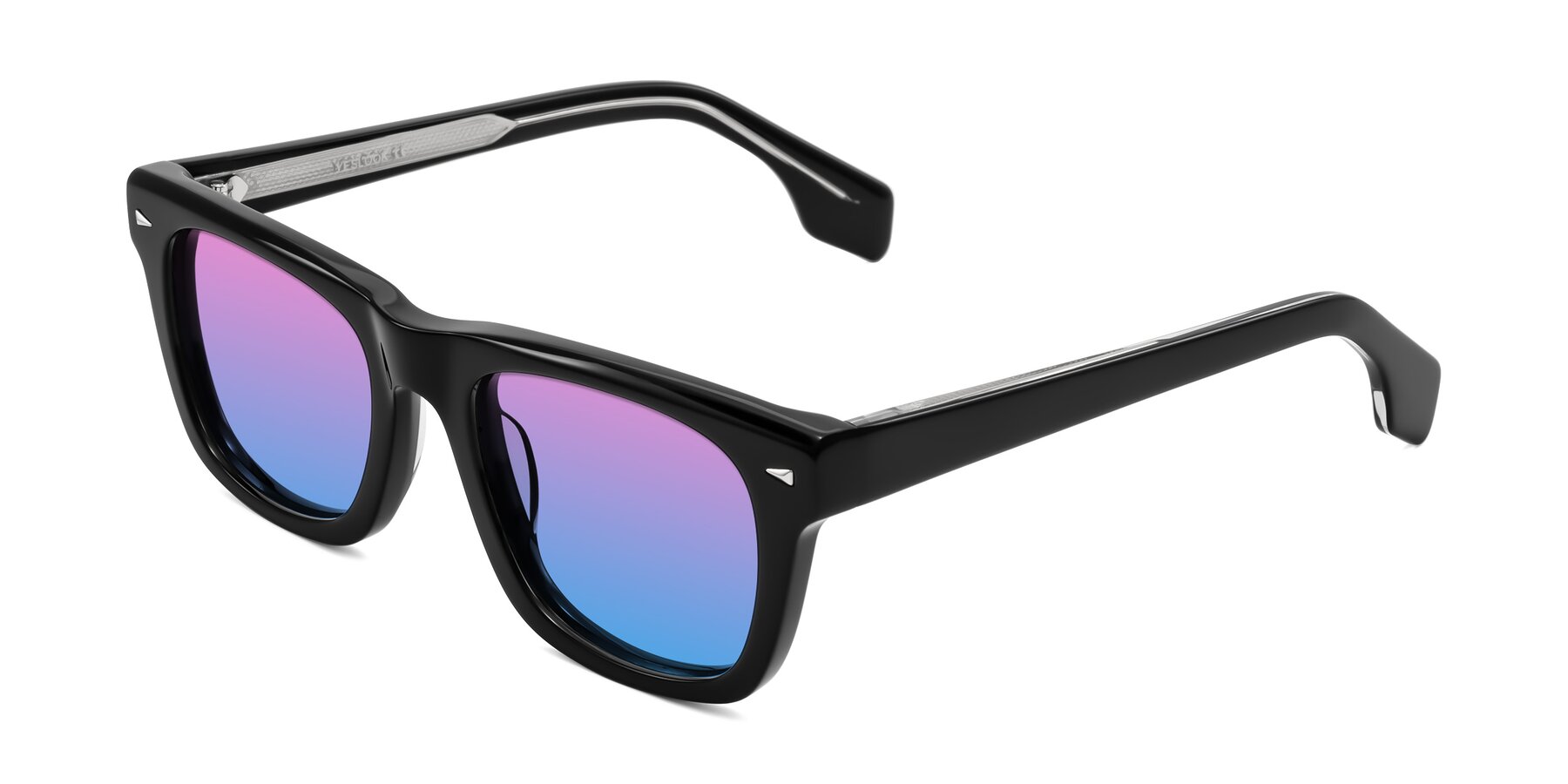 Angle of Nesse in Black with Pink / Blue Gradient Lenses