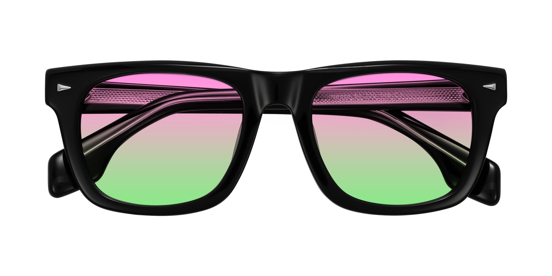 Folded Front of Nesse in Black with Pink / Green Gradient Lenses