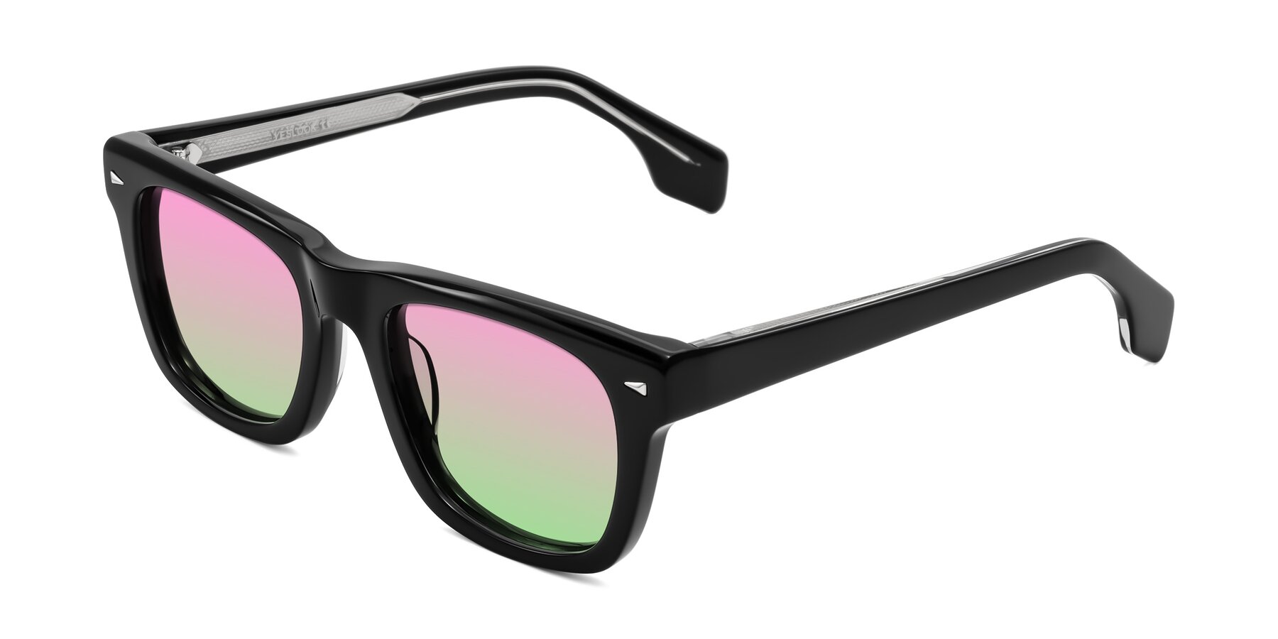 Angle of Nesse in Black with Pink / Green Gradient Lenses