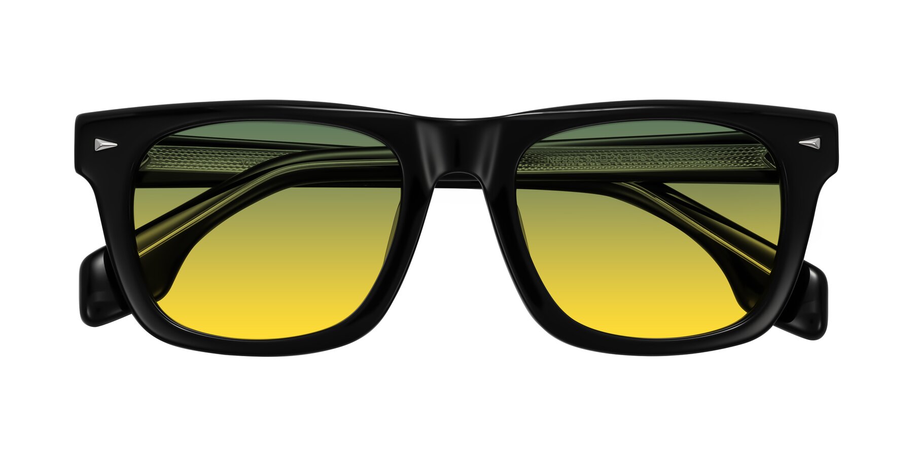 Folded Front of Nesse in Black with Green / Yellow Gradient Lenses
