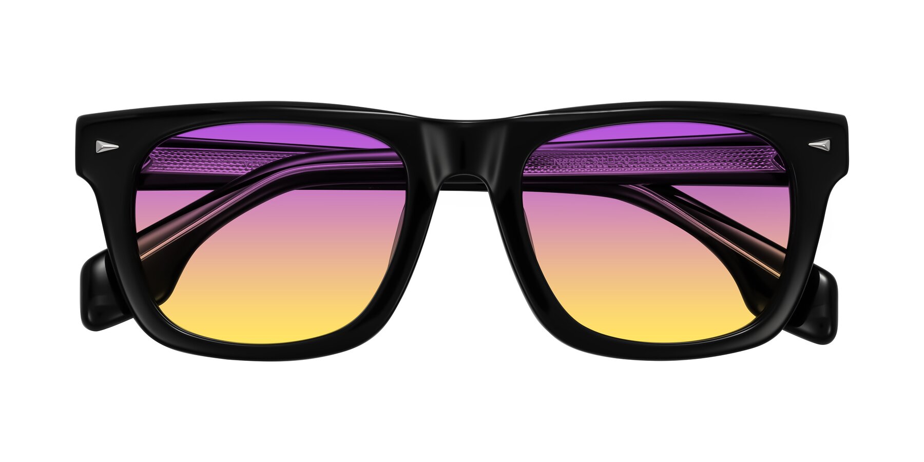 Folded Front of Nesse in Black with Purple / Yellow Gradient Lenses