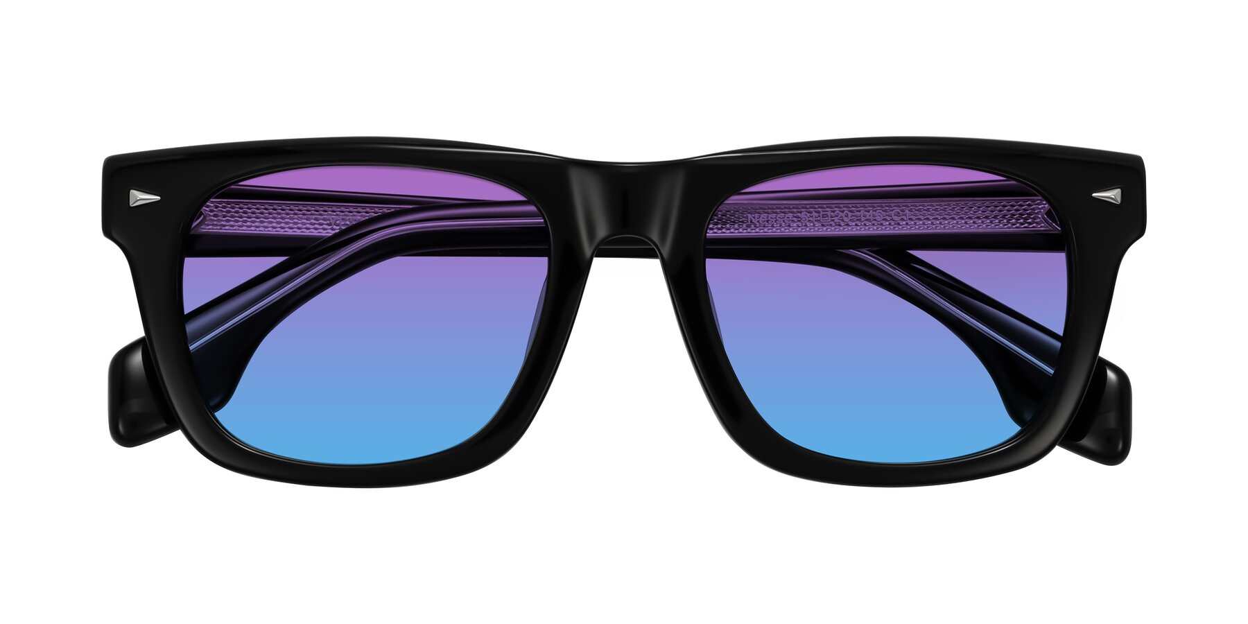 Folded Front of Nesse in Black with Purple / Blue Gradient Lenses