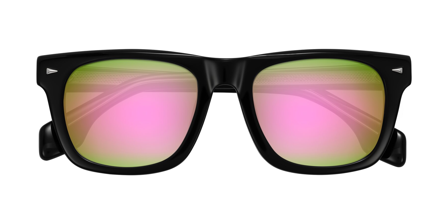 Folded Front of Nesse in Black with Pink Mirrored Lenses