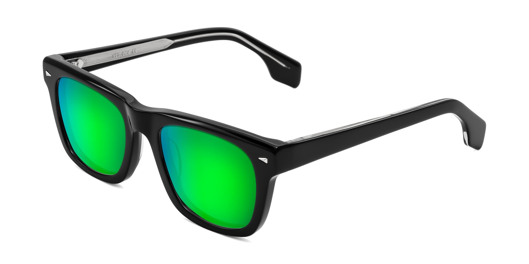 Angle of Nesse in Black with Green Mirrored Lenses