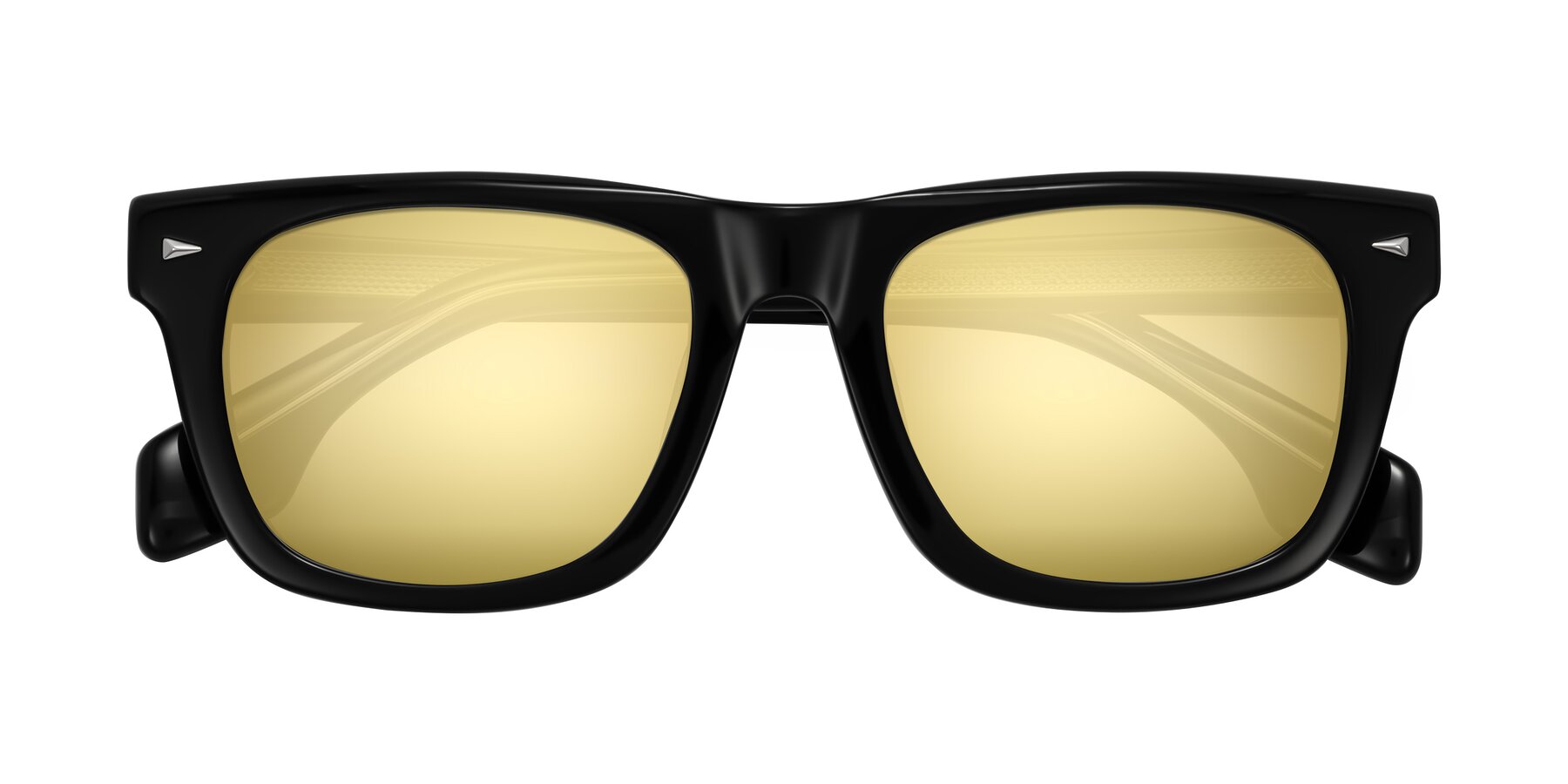 Folded Front of Nesse in Black with Gold Mirrored Lenses