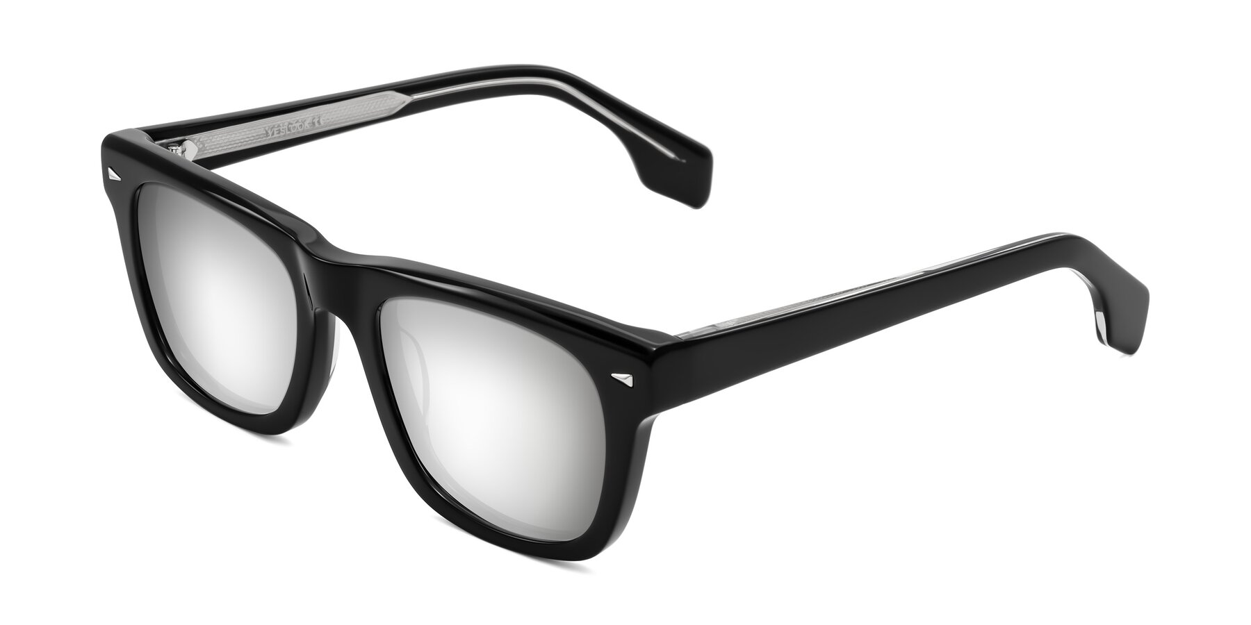 Angle of Nesse in Black with Silver Mirrored Lenses