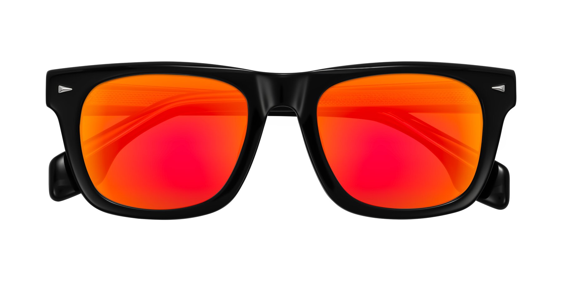 Folded Front of Nesse in Black with Red Gold Mirrored Lenses
