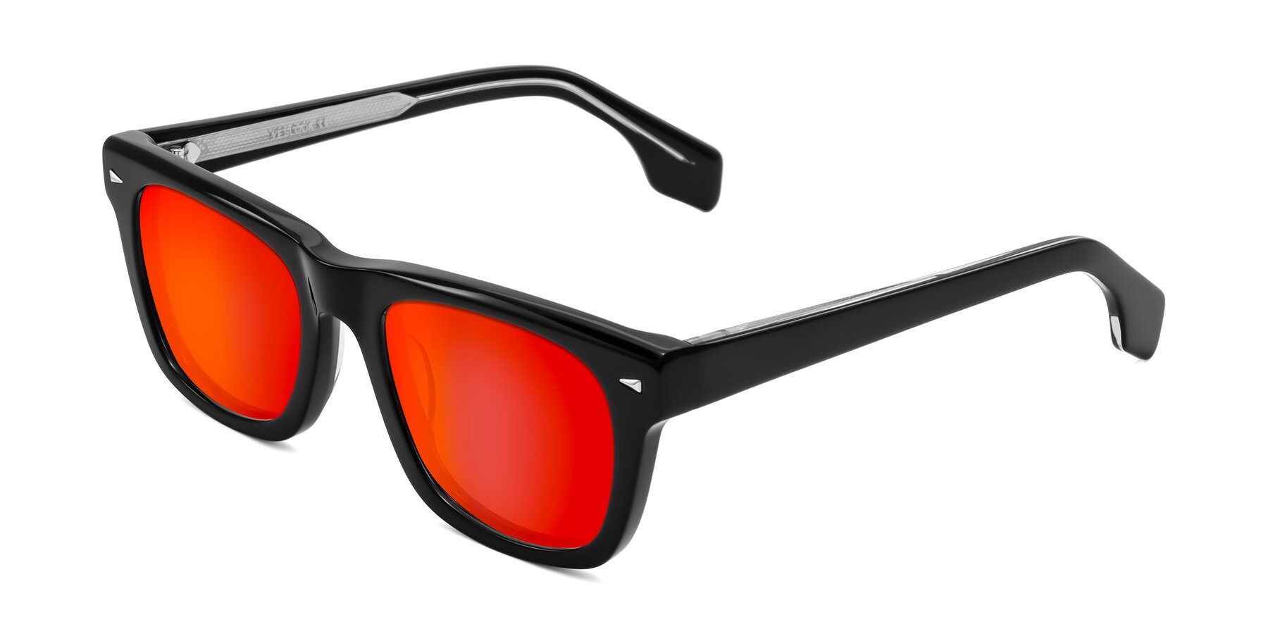 Angle of Nesse in Black with Red Gold Mirrored Lenses