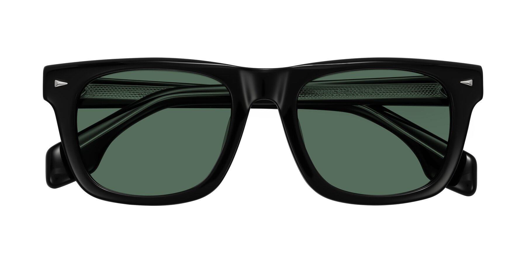 Folded Front of Nesse in Black with Green Polarized Lenses