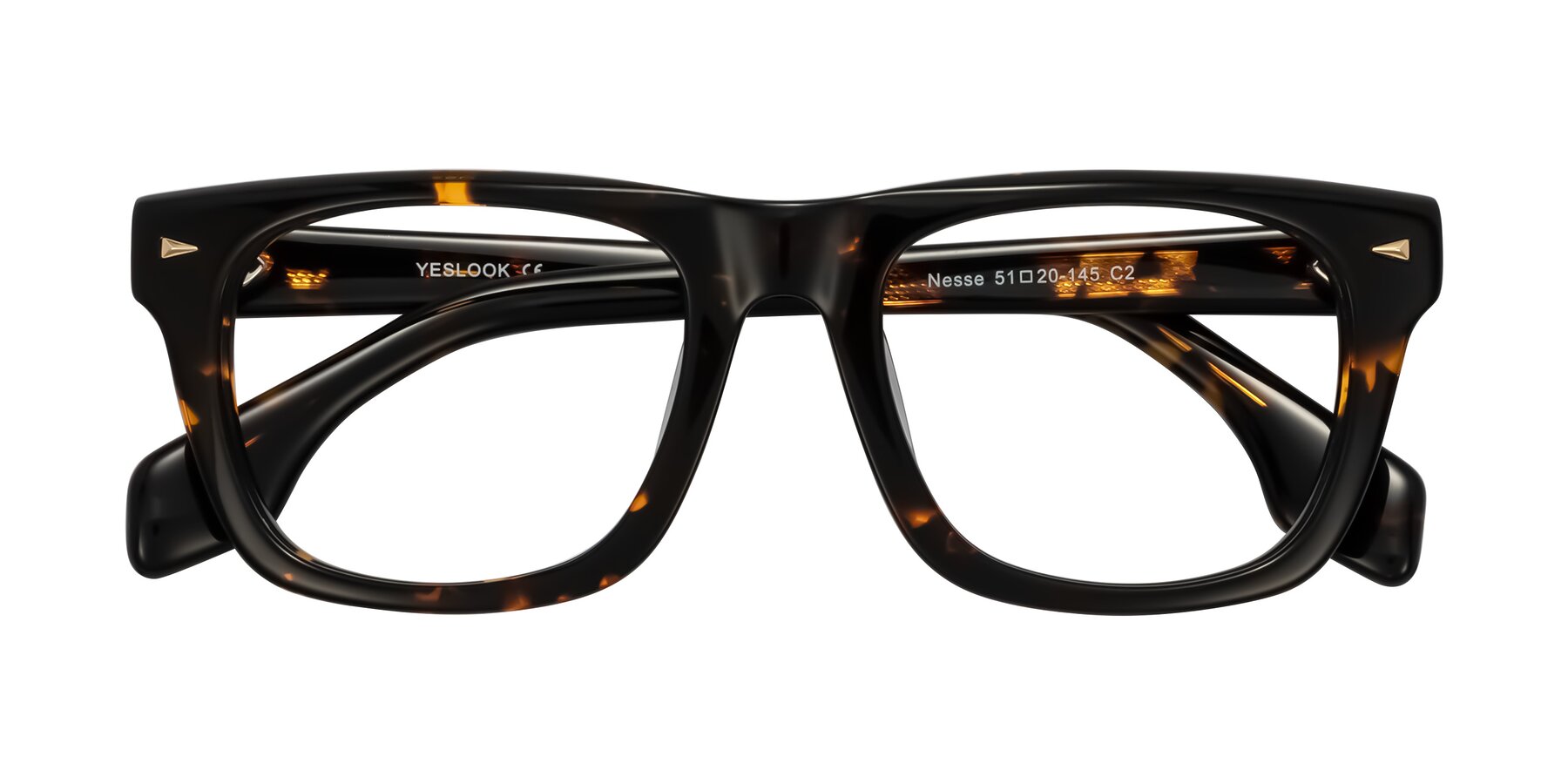 Folded Front of Nesse in Tortoise with Clear Eyeglass Lenses