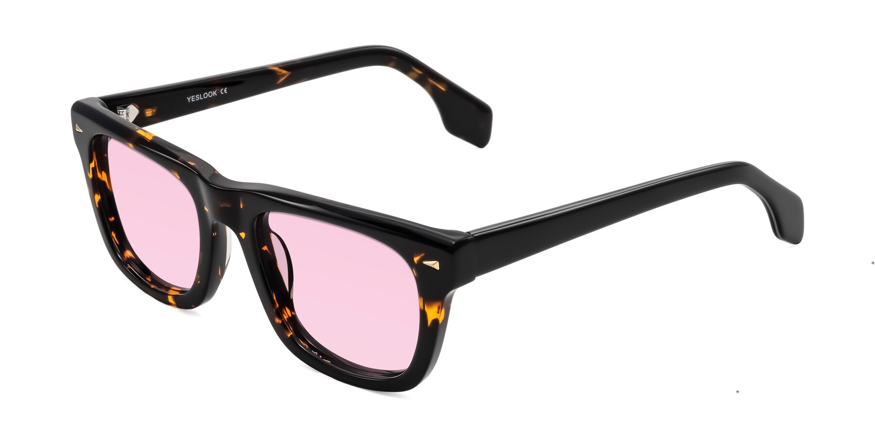 Angle of Nesse in Tortoise with Light Pink Tinted Lenses