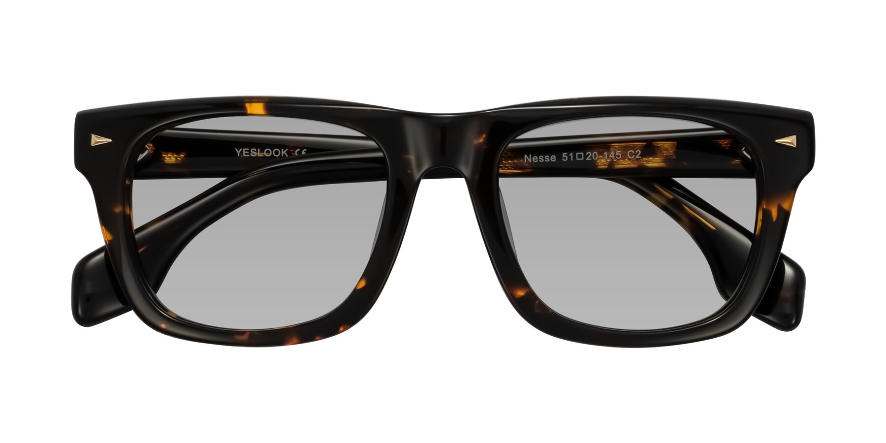 Folded Front of Nesse in Tortoise with Light Gray Tinted Lenses
