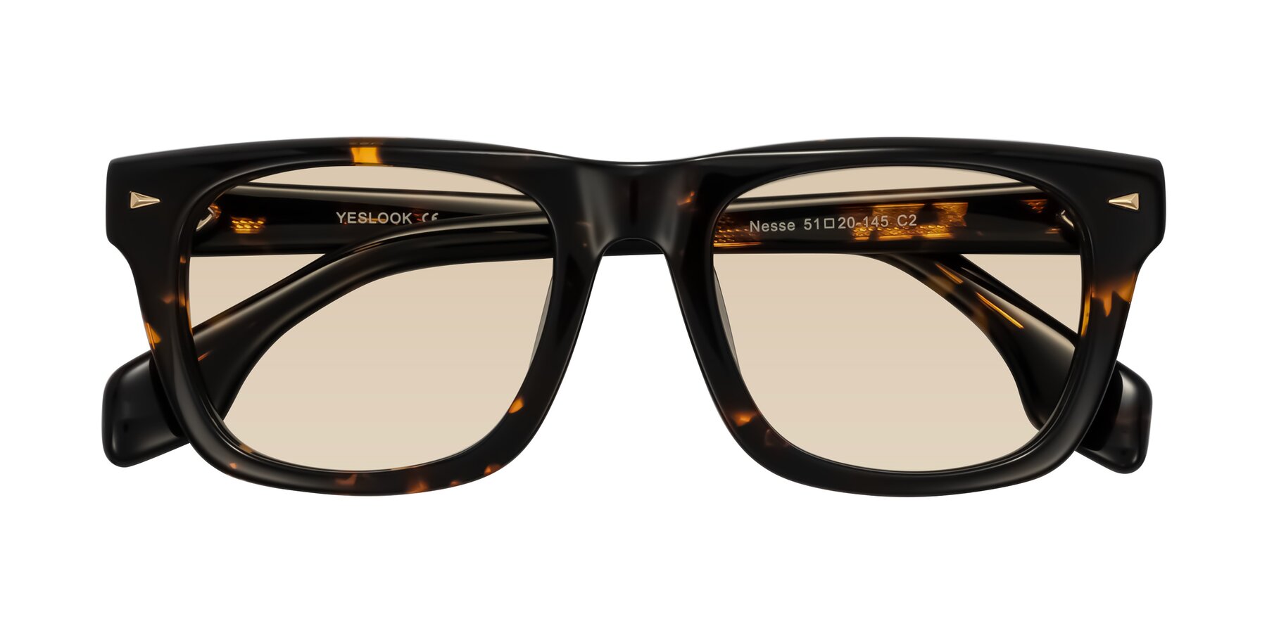 Folded Front of Nesse in Tortoise with Light Brown Tinted Lenses