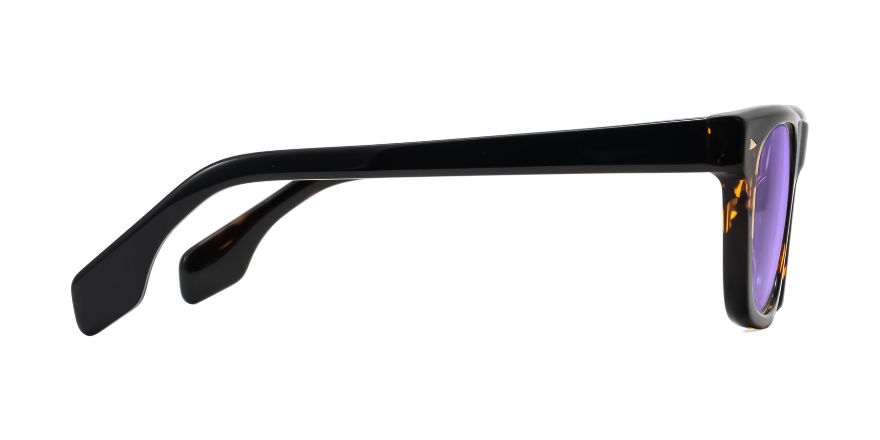 Side of Nesse in Tortoise with Medium Purple Tinted Lenses