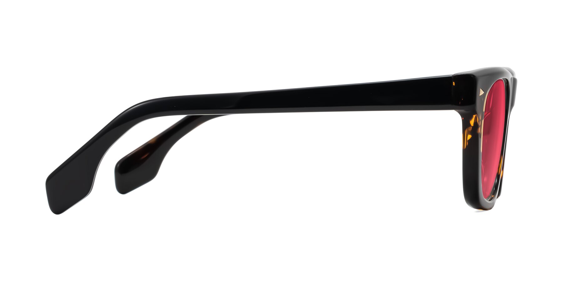 Side of Nesse in Tortoise with Red Tinted Lenses