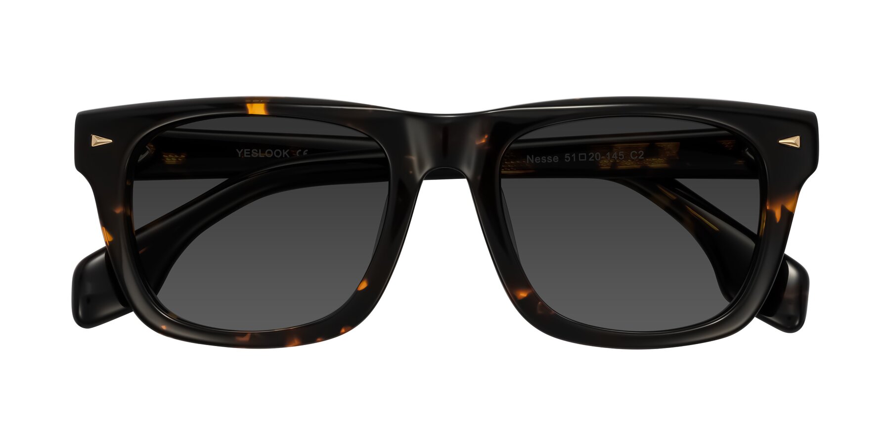Folded Front of Nesse in Tortoise with Gray Tinted Lenses